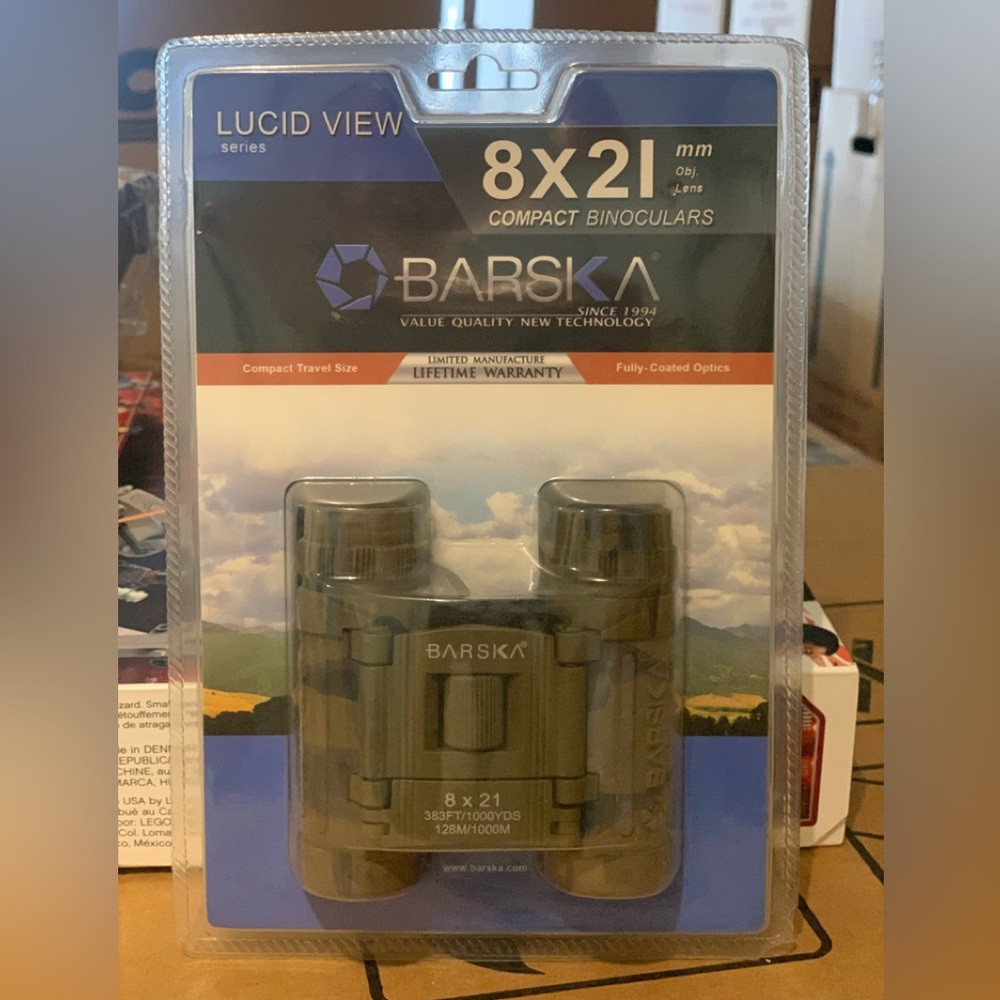 BARSKA AB10117 8X 21mm Lucid View Binoculars, Camo Frame, Blue Lens, Left/Right